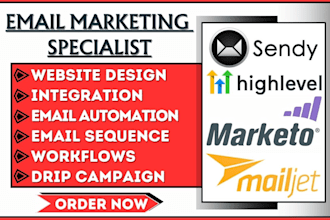 setup email marketing sequence gohighlevel sendy marketo mailjet drip campaign
