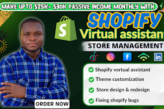 be your shopify virtual assistant, shopify marketing,dropshipping store manager