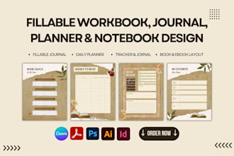 design journal, workbook design lead magnet, planner fillable PDF for amazon kdp