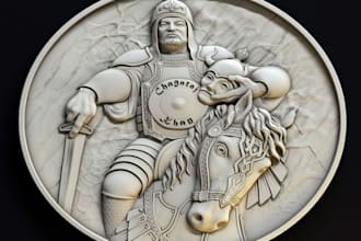 sculpt 3d bas relief, 3d coin, bas relief for 3d printing and 3d cnc design
