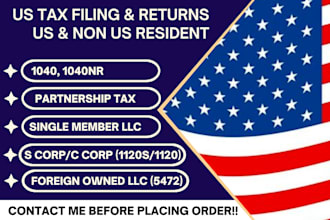 prepare, file US tax returns, form 1040 1120 1065 5472 amended tax, extension