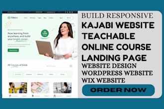 create online course website using thinkfic techable and kajabi landing page