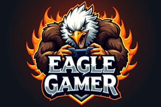make creative eagle gamer angry logo with a free source file