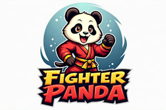 create outstanding fighter panda logo with express delivery