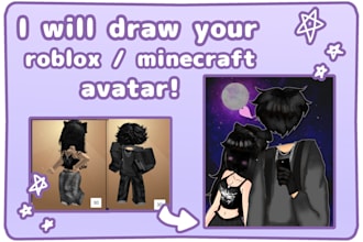 draw your roblox avatar, pfp or minecraft skin