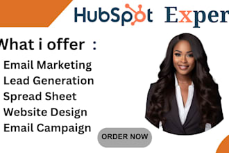 do lead generation, website design, create databases and spreadsheets on hubspot