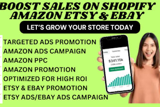 setup amazon ads PPC campaign etsy ads boost ebay promotion etsy promotion
