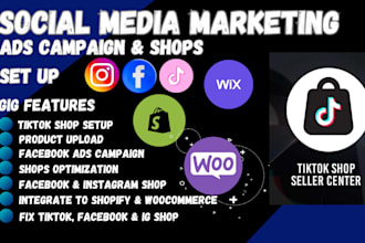 setup, fix and manage tiktok shop, fb ig shop, product listing sync to shopify