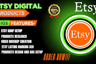 design etsy digital products set up etsy shop etsy SEO listing etsy shop set up