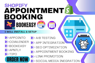 setup shopify store appointment booking bookeasy appointo cowlender apntly tipo