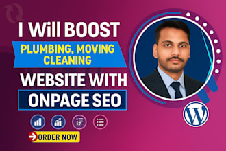 boost  plumbing, moving, cleaning website with onpage SEO