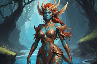 paint a character illustration in a fantasy world