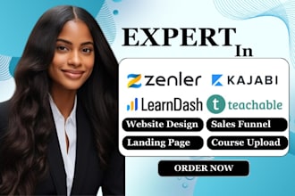online course website in new zenler, kajabi, thinkific, gohighlevel, teachable