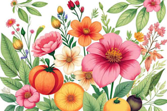 draw your flowers fruits vegetable and botanical plants