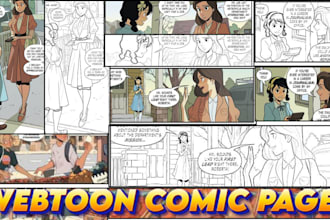 design digital comic webtoon comic strip page pop art graphic novel cover art