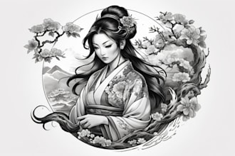 create japanese or oriental tattoo design for you