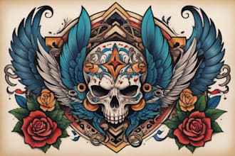 draw american traditional tattoo design by request