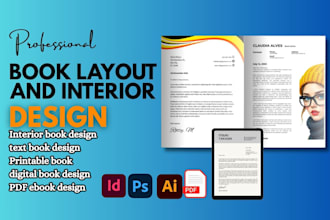 do book interior design digital, printable book typeset design pdf ebook layout