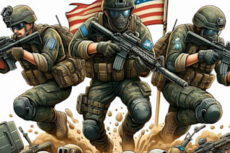 draw tactical, warrior ,or military themed illustrations