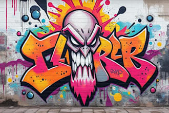 draw any graffiti mural wall art or banner