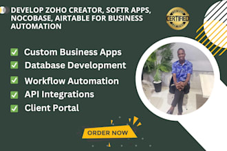 develop zoho creator, softr apps, nocobase,  airtable for business automation