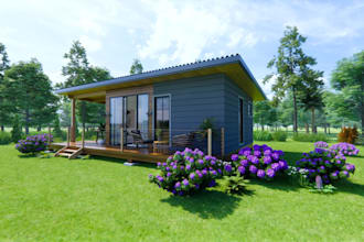 create a tiny house design for you, sketchup 3d models and realistic design, cgi