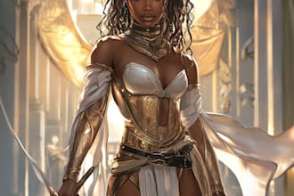 illustrate african american illustration, character design or concept art