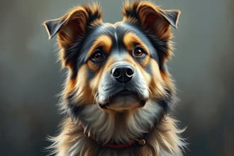 turn pet portrait into beautiful digital oil painting