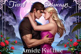 do romance book cover illustration, fantasy ebook, romance book cover design