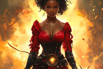 illustrate african american illustration, character design or concept art