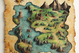 draw a custom map for fantasy, scifi, book or boardgame