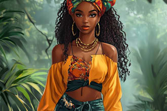 create beautiful african american character illustration