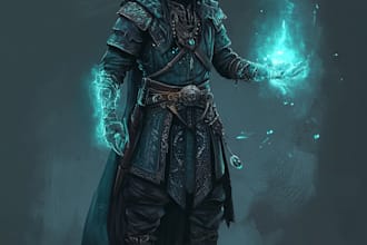 do draw dnd fantasy character for game and card