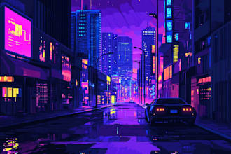 do an cyberpunk city, scifi art for you