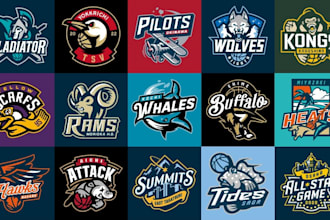 design baseball, basketball, football, soccer, hockey or all sports team logo