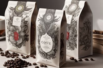 do coffee packaging, pouch, tea labels design