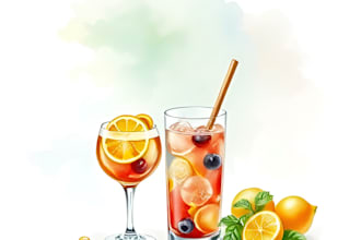 draw food and drink watercolor illustration