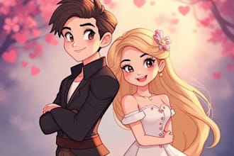 design a professional disney couple portrait