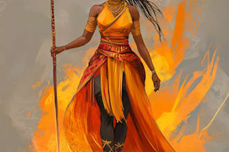 create african american fantasy character design or illustration