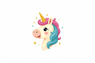do custom kids unicorn mascot logo unlimited revision