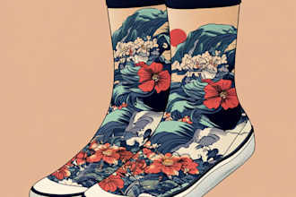 makea unique socks design or sketch for you
