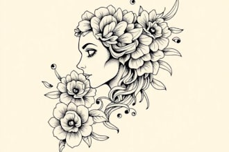create minimalist line art tattoo with my style