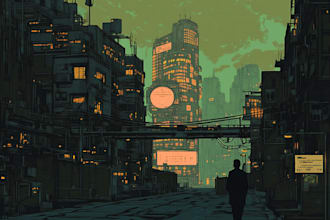 create a sci fi and cyberpunk futuristic city art