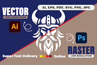 convert file, logo or sketch to vector ai eps pdf svg within 1hr