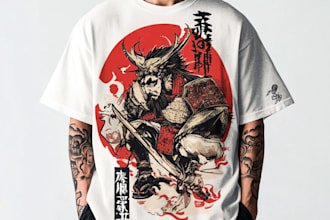 make  stunning japanese style tattoo t shirt design