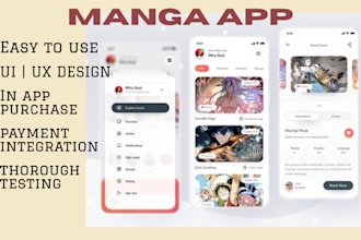 develop comic and manga app, anime webtoon app, kids learning app or kids game