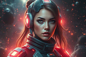 design stunning sci fi, cyberpunk, portrait art