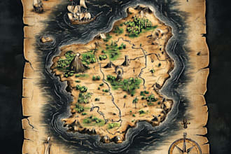 draw fantasy map illustration for event or city map