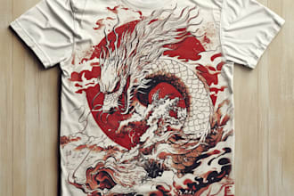 draw japanese art illustrations for t shirts, streetwear