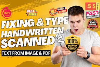 fixing or type handwritten or scanned english text from image or pdf
